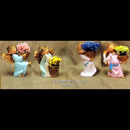 Color Resin Standing Angels, 4" (10 cm) / Set of 4