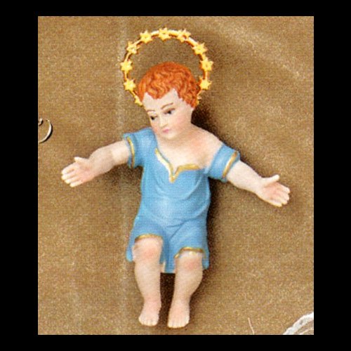 Pers. Enfant-Jésus 4.5" (11.4 cm) en plastique robe bleu