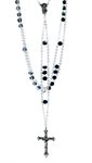 GLASS AB LADDER ROSARY, 20" BLACK