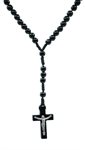 Rosary, 6 mm Black Wooden Beads, G-F Corpus