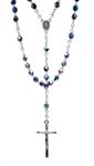 Rosary, 6 mm Black Crystal Beads, S-F Cross