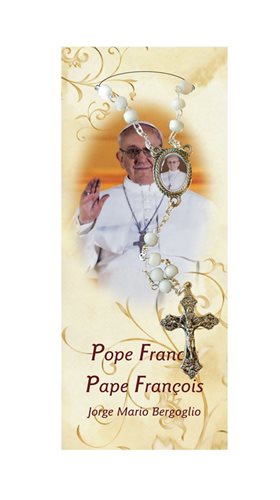 Chapelet Pape François, grains plastique nacré, prière