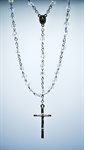 Rosary, 6 mm Crystal Beads, Silver-Finish Cross