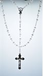 Rosary, 6 mm Colored & Silver Metal Beads, 18"