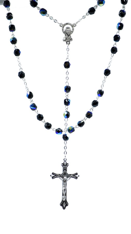 Rosary, 6mm black beads,26''