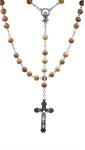 Rosary, 6 mm Olive Wood Beads, S-F Corpus