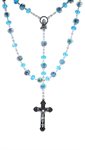 Rosary, 7 mm Turquoise Crystal Beads, S-F Cross