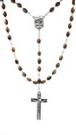 Rosary, 6 mm Striped Walnut Beads, S-F Cross