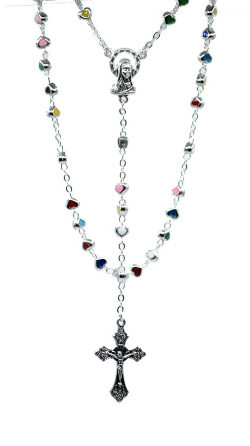 Rosary in the shape of a colorful heart, s. 6mm