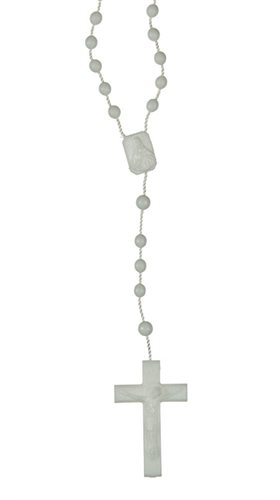 Rosary, 4 mm White Plastic Beads, 16"