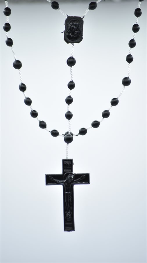 Rosary, 4 mm Black Plastic Beads, 16"