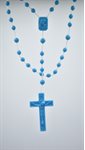 Rosary, 4 mm Blue Plastic Beads, 16"