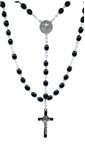 Rosary, ''St. Benedict'', 7mm Black Wooden Bds,20"