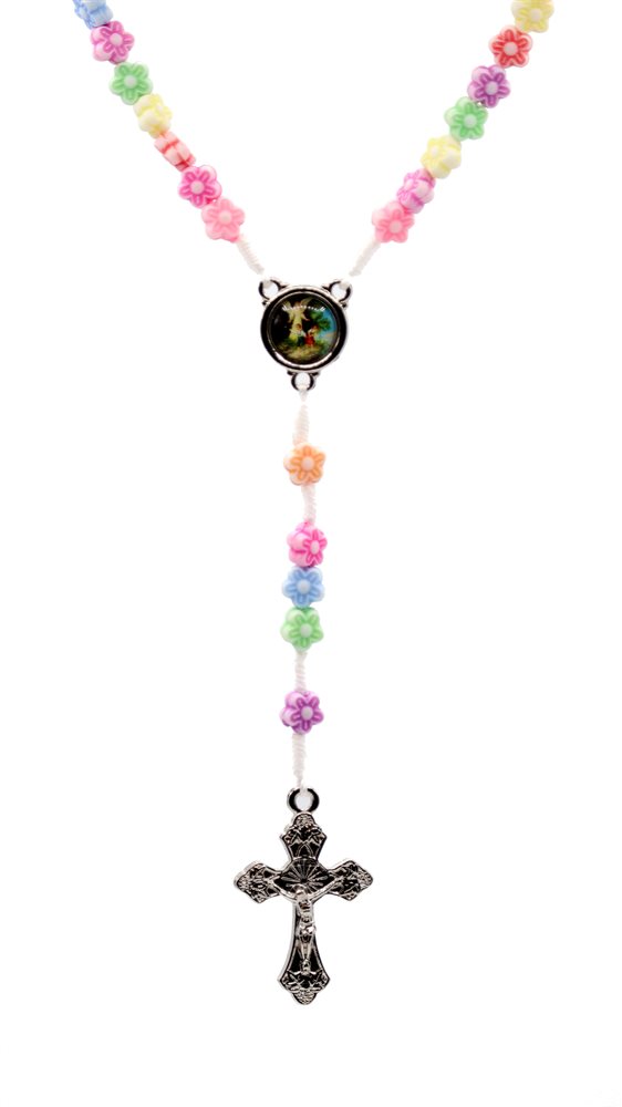 Rosary w / Multicol. Flower Beads, S-F Cross