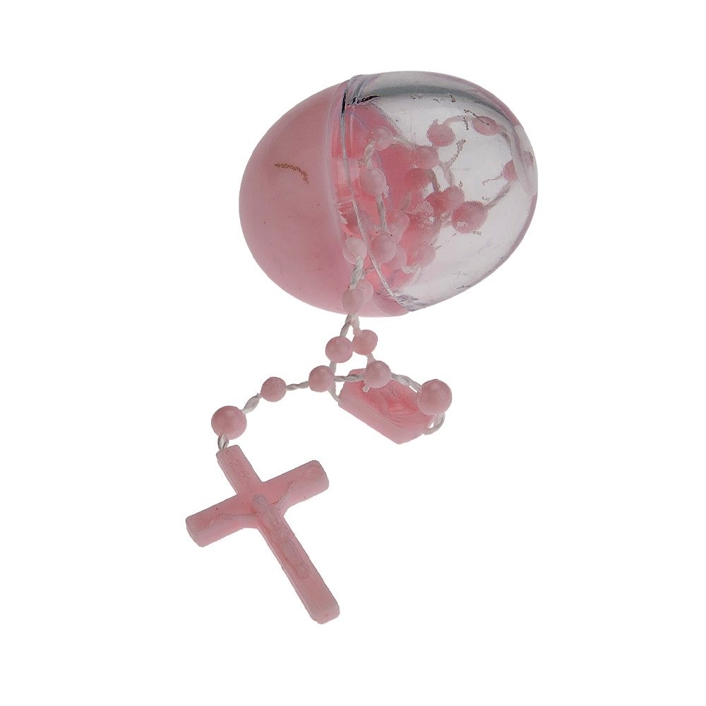 Rosary, Pink Plastic Beads, Nylon String, 10"