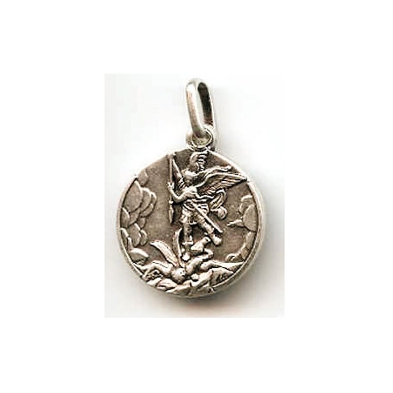 Médaille Saint Michel en métal argent frappé 18 mm