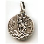 Médaille Saint Michel en métal argent frappé 18 mm