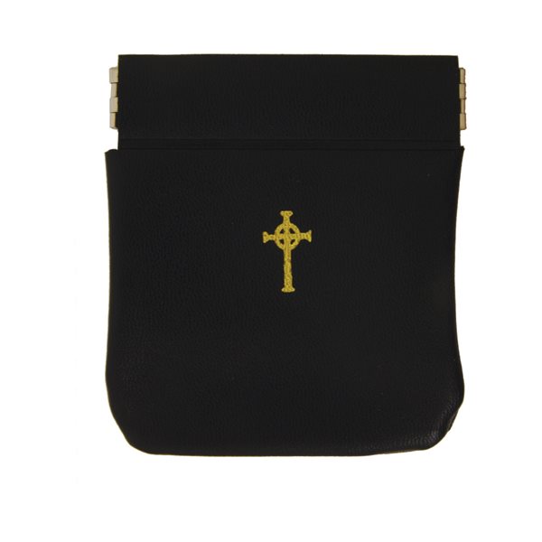 Black Vinyl Rosary Case, Cross, 3½ x 3¾"