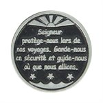 Jeton de poche Prière Voyageur, étain, 3 cm, Français / un