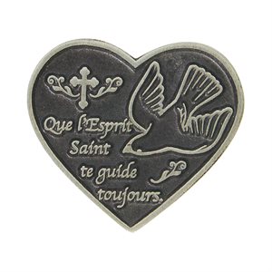 Confirmation Heart Pewter Pocket Token, 1.25", French / ea