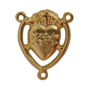 Rosary Center In Gilt Metal, Heart-Shaped.