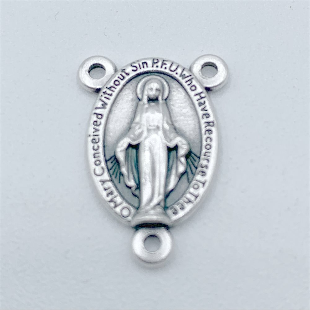 Rosary Center In Oxidized Metal, 1,6 cm, Immaculate