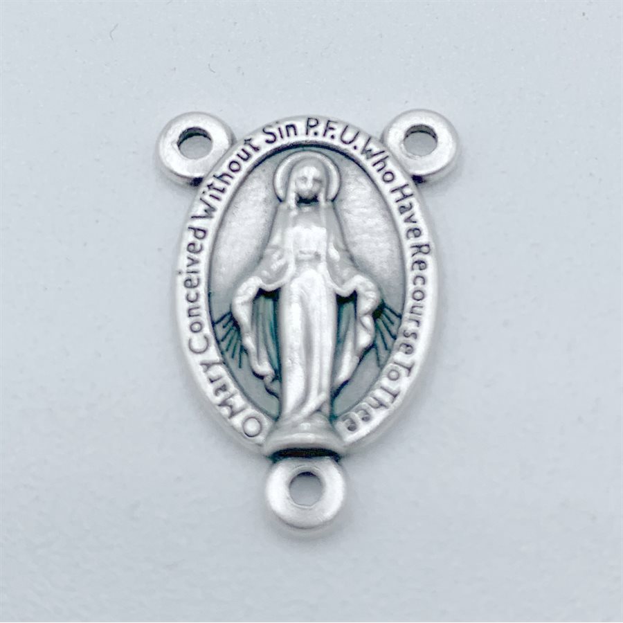 Rosary Center In Oxidized Metal, 1,6 cm, Immaculate