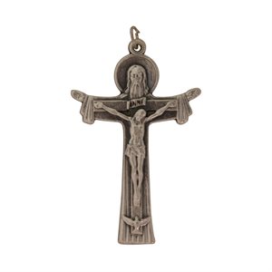 Crucifix "Trinity" In Oxidized Metal, 2.25" (5.7 cm)
