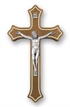 Wooden Crucifix, Silver finish Corpus, 8'' (20 cm)