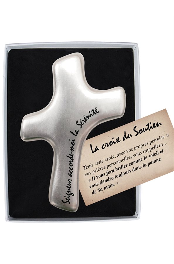 Croix du réconfort, « Sérénité », étain, 10 cm, Français