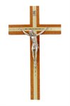 Wooden Crucifix, Silver-Finish Corpus, 8"
