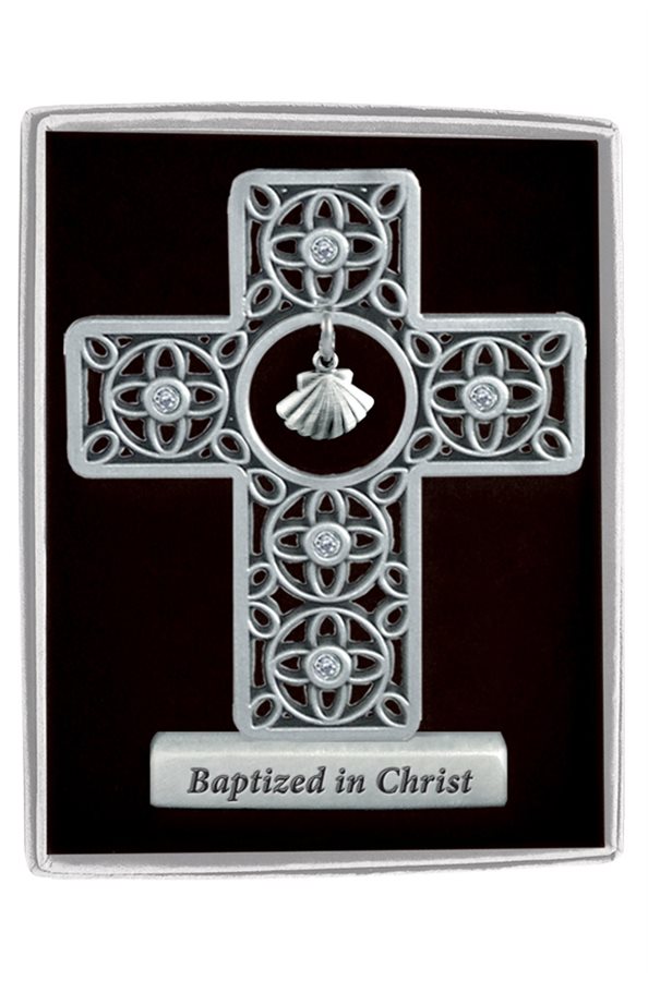 "Baptized in Christ'' Baptism Cross, 3'', English