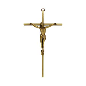Crucifix en métal au fini bronze antique, 20 cm
