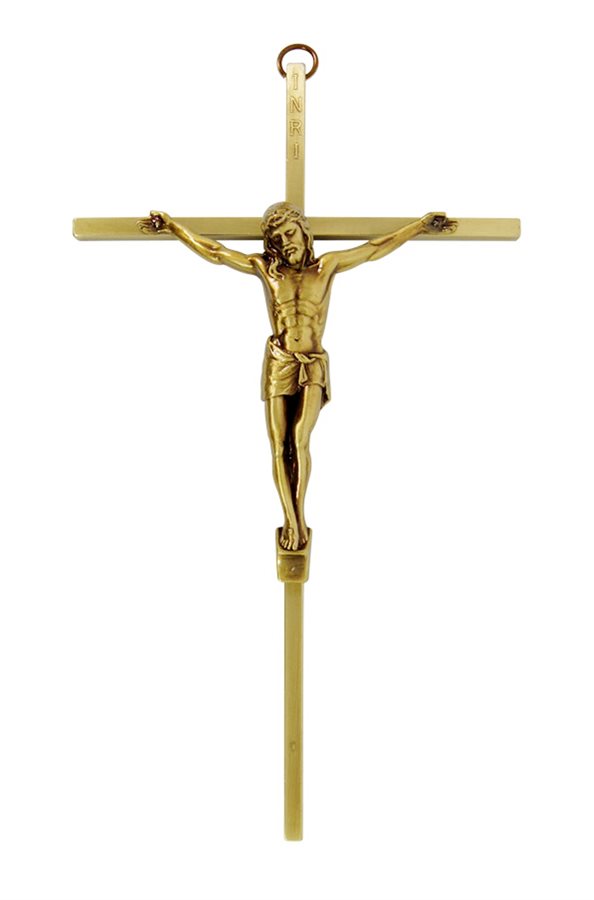 Vintage Bronze-Plated Metal Crucifix, 8"