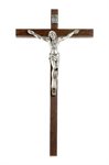 Walnut Crucifix, Silver-Plated Corpus, 10"