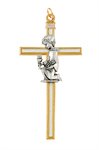 Gilt & White Enamel Metal Cross, Pwtr Boy, 3½"