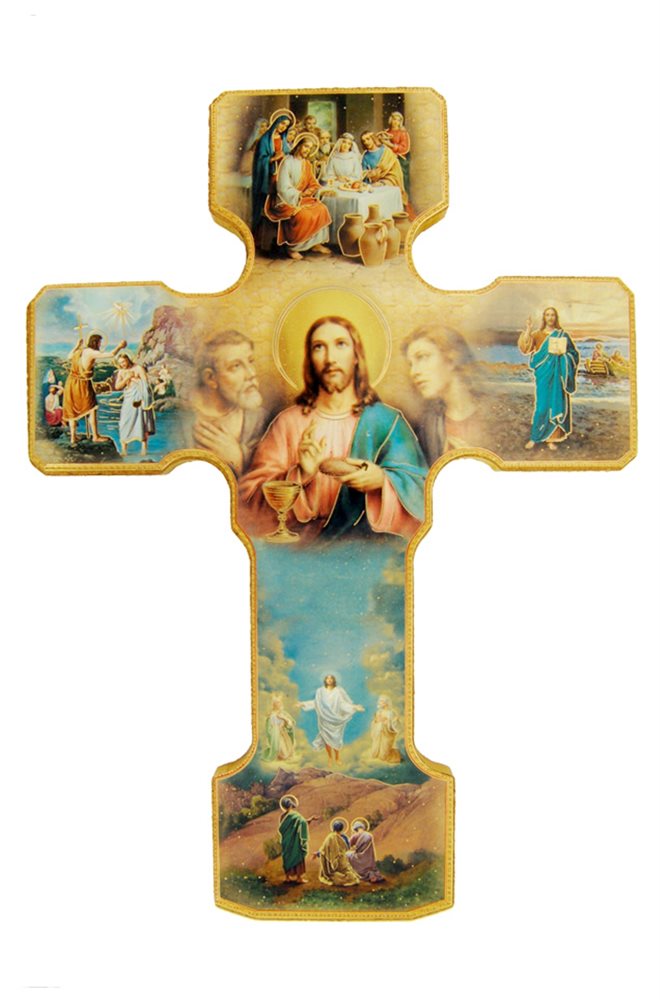 Luminous Mysteries Wooden Cross, 9½"