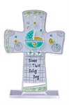 Baby Boy Glass Cross, 6'', English