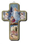 Croix icône en bois ange guardien 12 x 18 cm