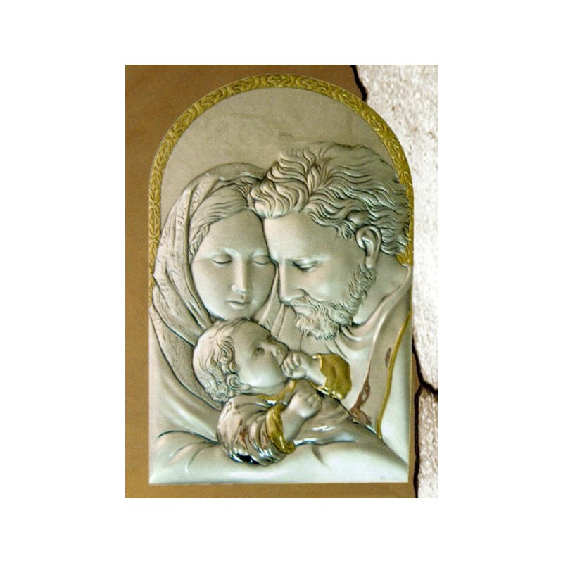 Sterling Silver 925 Holy Family Plaque, 7.75"x12.5" / 20x32cm