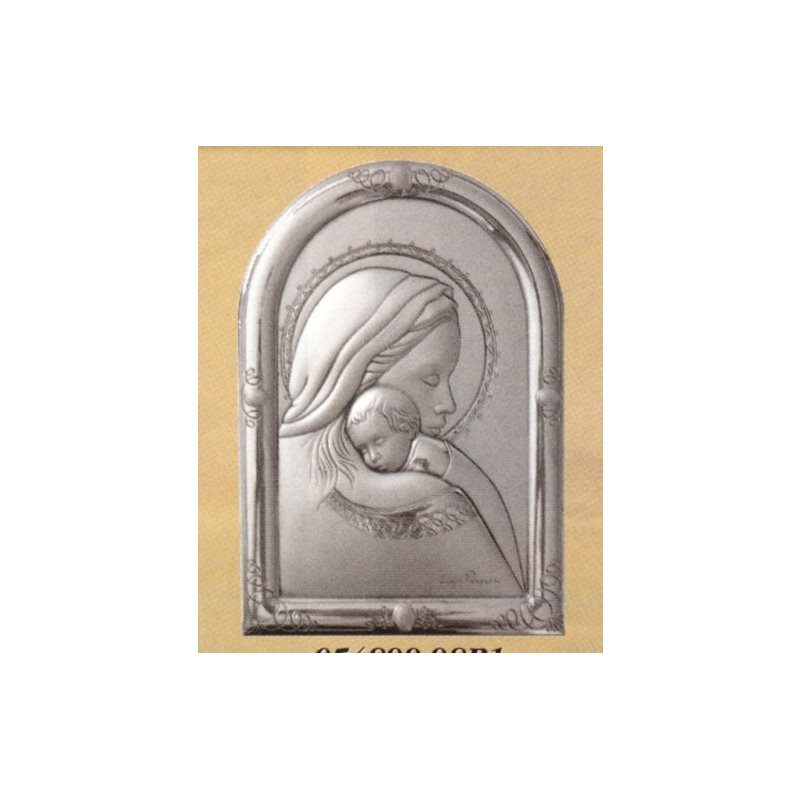 Sterling Silver 925 Madonna Plaque, 5" x 7" (13 x 18 cm)