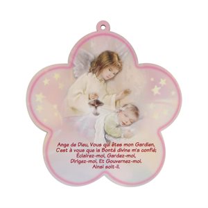 MDF Plaque w / Prayer for Girl, 6" x 6", French