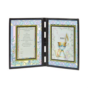 Glass "First Communion" Plaque, 5" x 7", French