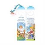 Boy's blue bookmark, laminated cardboard, French