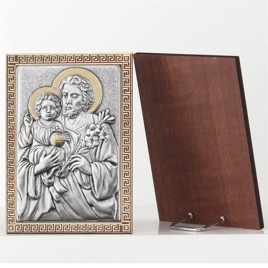 Plaque argenté (support table), 7,2 x 10 cm, Saint Joseph