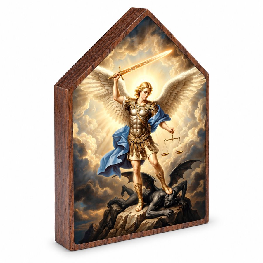 Plaque Saint Michel, bois 12 x 16 cm