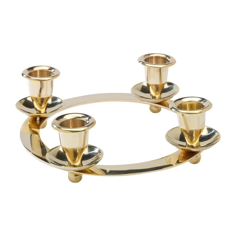 Advent Wreath with sockets, 8'' diam., polish brass