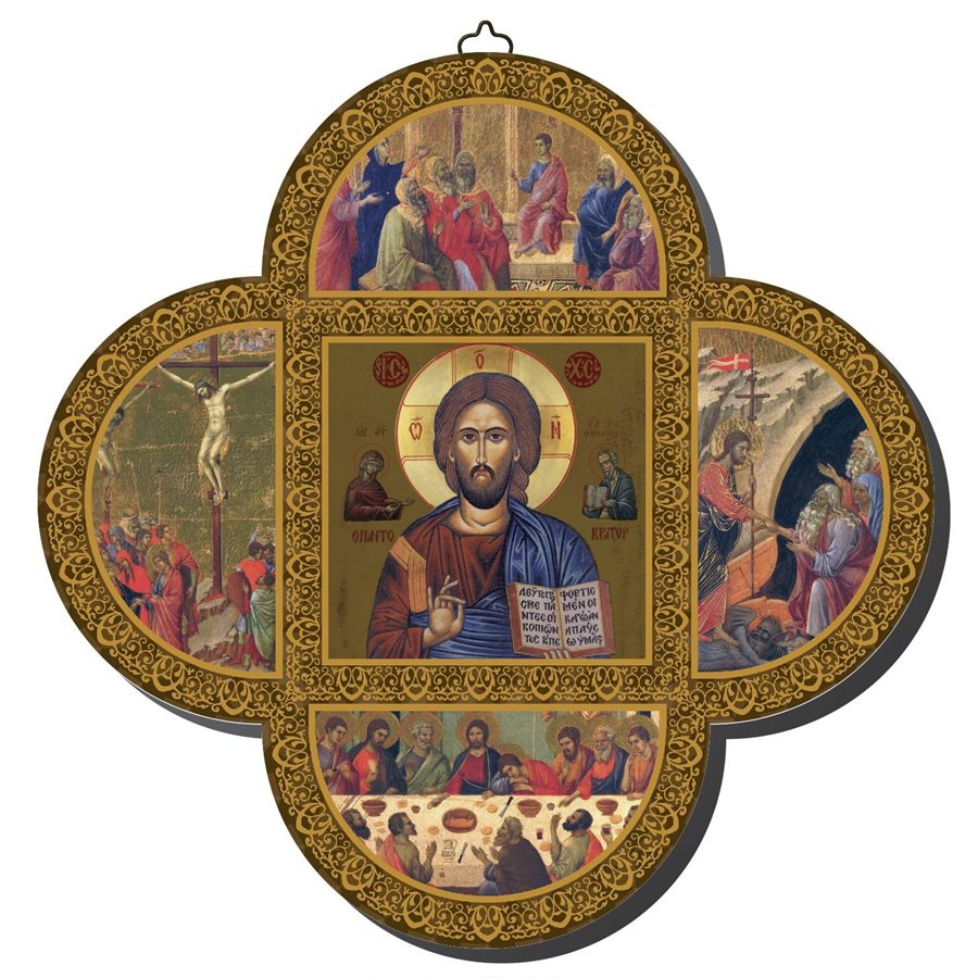 Croix icône en bois Pantocrator 18,5 x 18,5 cm