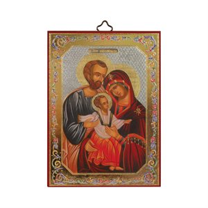 Holy Family Wooden Plaque, Colour, 4" x 5½"