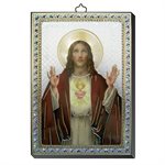 Plaque Icône Sacré Coeur Jésus, 4" x 5.5" (10 x 14 cm)